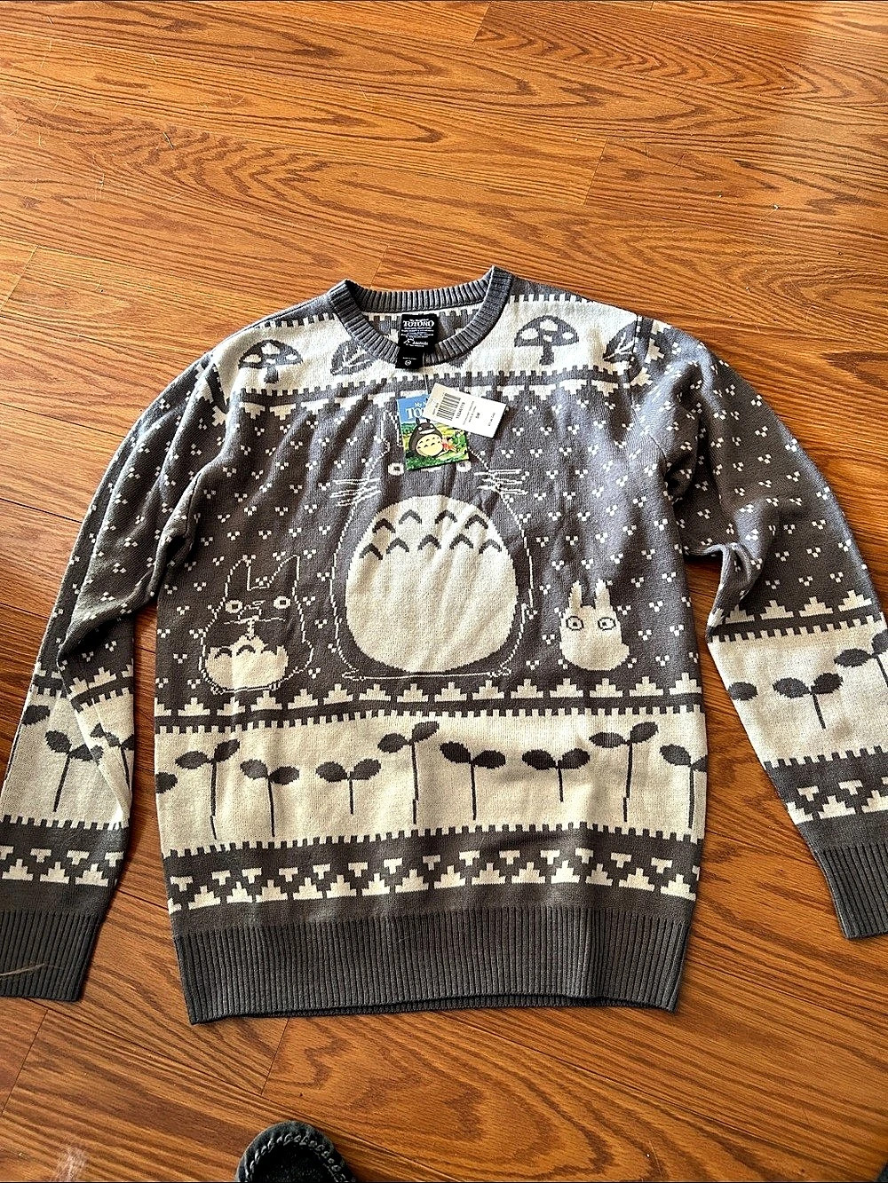 Studio Ghibli My Neighbor Totoro Graphic Sweater in Gray & White Size